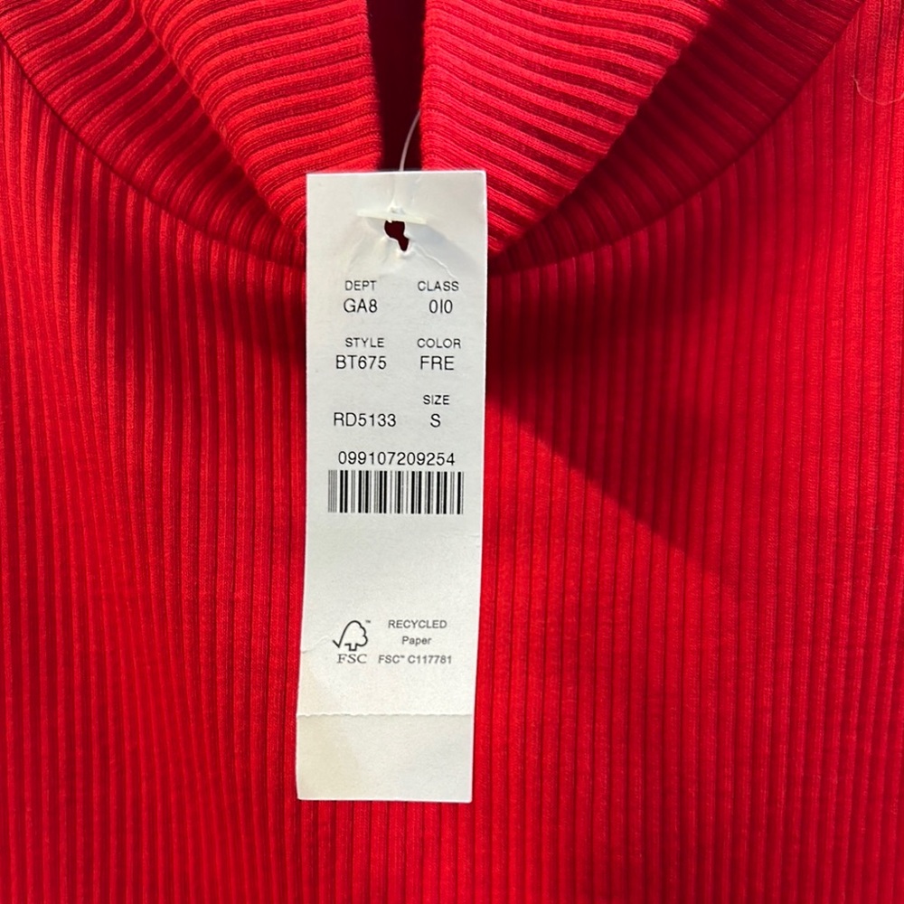 J. Crew Red and Gold Turtleneck Sweater with Elegant Cowl DesignNWT - Picture 2 of 5